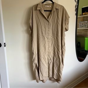 Uniqlo beige linen dress - robe beige de Uniqlo